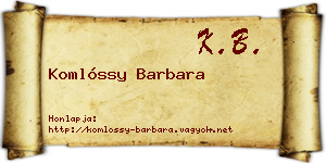 Komlóssy Barbara névjegykártya