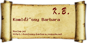 Komlóssy Barbara névjegykártya